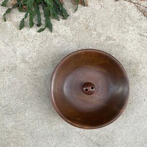 Vintage Vermillion Walnut Circular Bowl for Nutcracker